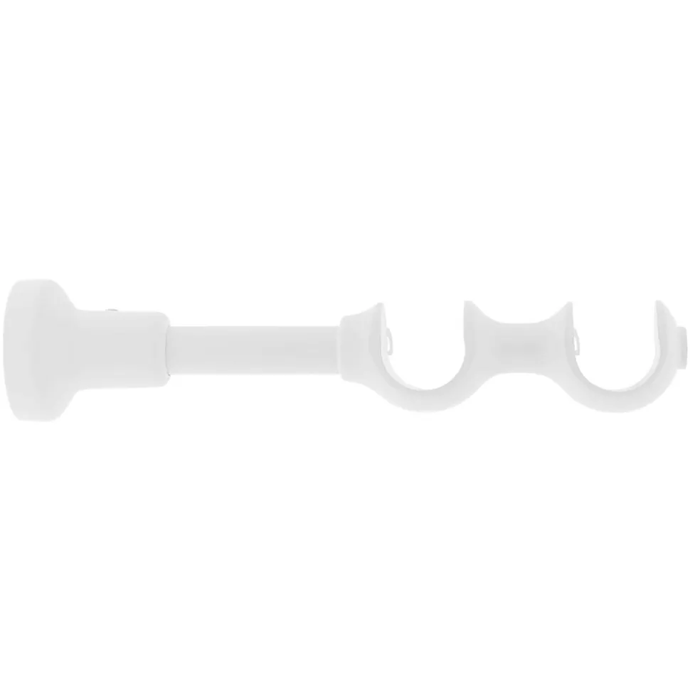 Support double tringle à rideau à percer Volos bois de hêtre blanc Ø28mm GoodHome