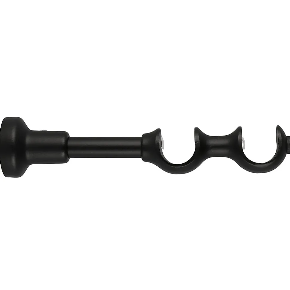 Support double tringle à rideau à percer Lamia bois de hêtre noir Ø28mm GoodHome