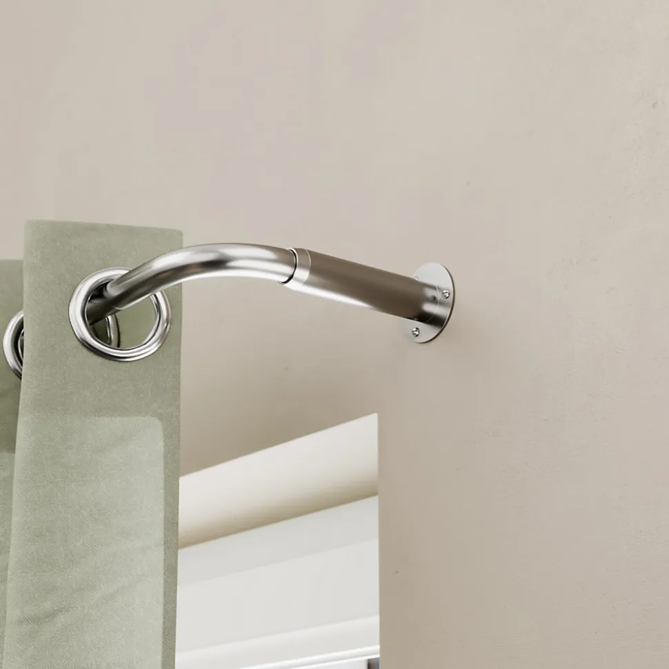 Support extensible coudé tringle à rideau Athens métal gris chromé Ø19mm GoodHome