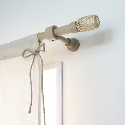 Support œil tringle à rideau extensible bois de hêtre beige Ø28mm L.85-130mm