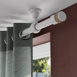 Support oeil tringle à rideau fixation plafond Volos bois de hêtre blanc Ø28mm GoodHome