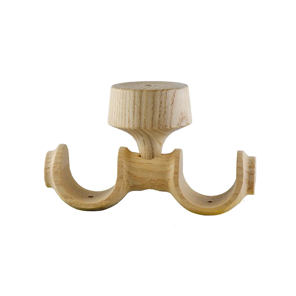 Support plafond double pour barre à rideau GoodHome 28 mm Symi naturel