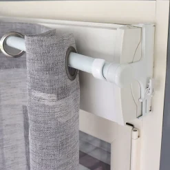 Support sans perçage, Tringle à  rideau, pour Coffre de Volet Roulant, Blanc, Extensible 14 à  24 cm, D.20 à  28 mm