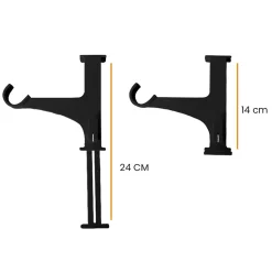 Support sans perçage, Tringle à  rideau, Coffre de Volet Roulant, Noir, Extensible 14 à  24 cm, D.20 à  28 mm