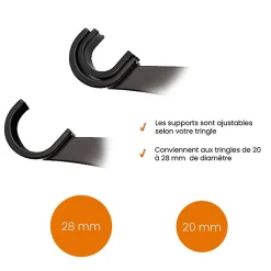 Support sans perçage, Tringle à  rideau, Coffre de Volet Roulant, Noir, Extensible 14 à  24 cm, D.20 à  28 mm