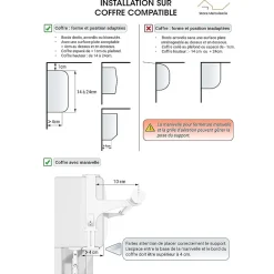 Support sans perçage, Tringle à  rideau, Coffre de Volet Roulant, Noir, Extensible 14 à  24 cm, D.20 à  28 mm