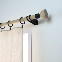 Support tige ouvert tringle à rideau Easy fix métal noir Ø20/28mm L.100mm Mobois