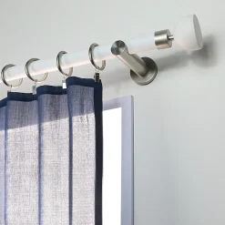 Support tige ouvert tringle à rideau métal gris chromé Ø20/28mm L.95mm Mobois