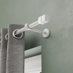 Support tringle à rideau à percer Anafi métal blanc Ø19/28mm GoodHome