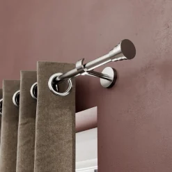 Support tringle à rideau court à percer Athens métal gris chromé Ø19mm GoodHome