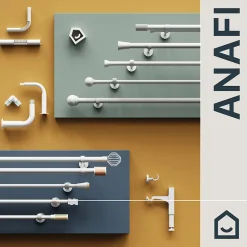 Support tringle à rideau long à percer Anafi métal blanc Ø19/28mm GoodHome