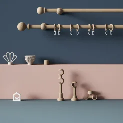 Support tringle à rideau long à percer Symi bois de frêne beige Ø28mm GoodHome