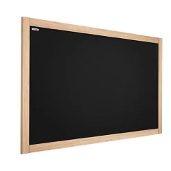 Tableau à Craie Noir avec Cadre en Bois Naturel Laqué 70x50cm