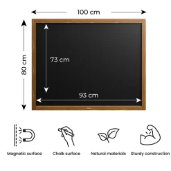 Tableau à Craie Noir Magnétique avec Cadre en Bois Laqué 100x80cm, Tableau pour Ecrire