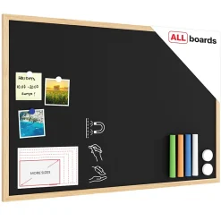 Tableau à Craie Noir Magnétique avec Cadre en Bois 90x60cm