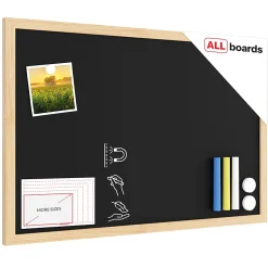 Tableau à Craie Noir Magnétique avec Cadre en Bois 60x40cm