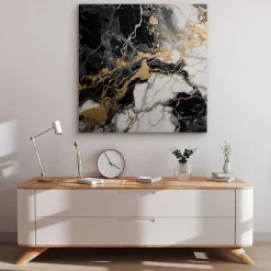 Tableau Abstraction De Marbre Glamour 60cm x 60cm - Parfait pour décorer votre salon, chambre ou bureau avec un design unique et