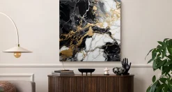 Tableau Abstraction De Marbre Glamour 70cm x 70cm - Parfait pour décorer votre salon, chambre ou bureau avec un design unique et
