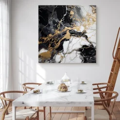 Tableau Abstraction De Marbre Glamour 70cm x 70cm - Parfait pour décorer votre salon, chambre ou bureau avec un design unique et