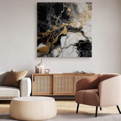 Tableau Abstraction De Marbre Glamour 70cm x 70cm - Parfait pour décorer votre salon, chambre ou bureau avec un design unique et