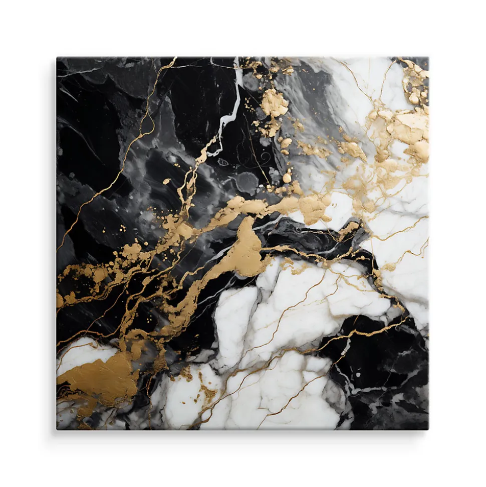 Tableau Abstraction De Marbre Glamour 90cm x 90cm - Parfait pour décorer votre salon, chambre ou bureau avec un design unique et