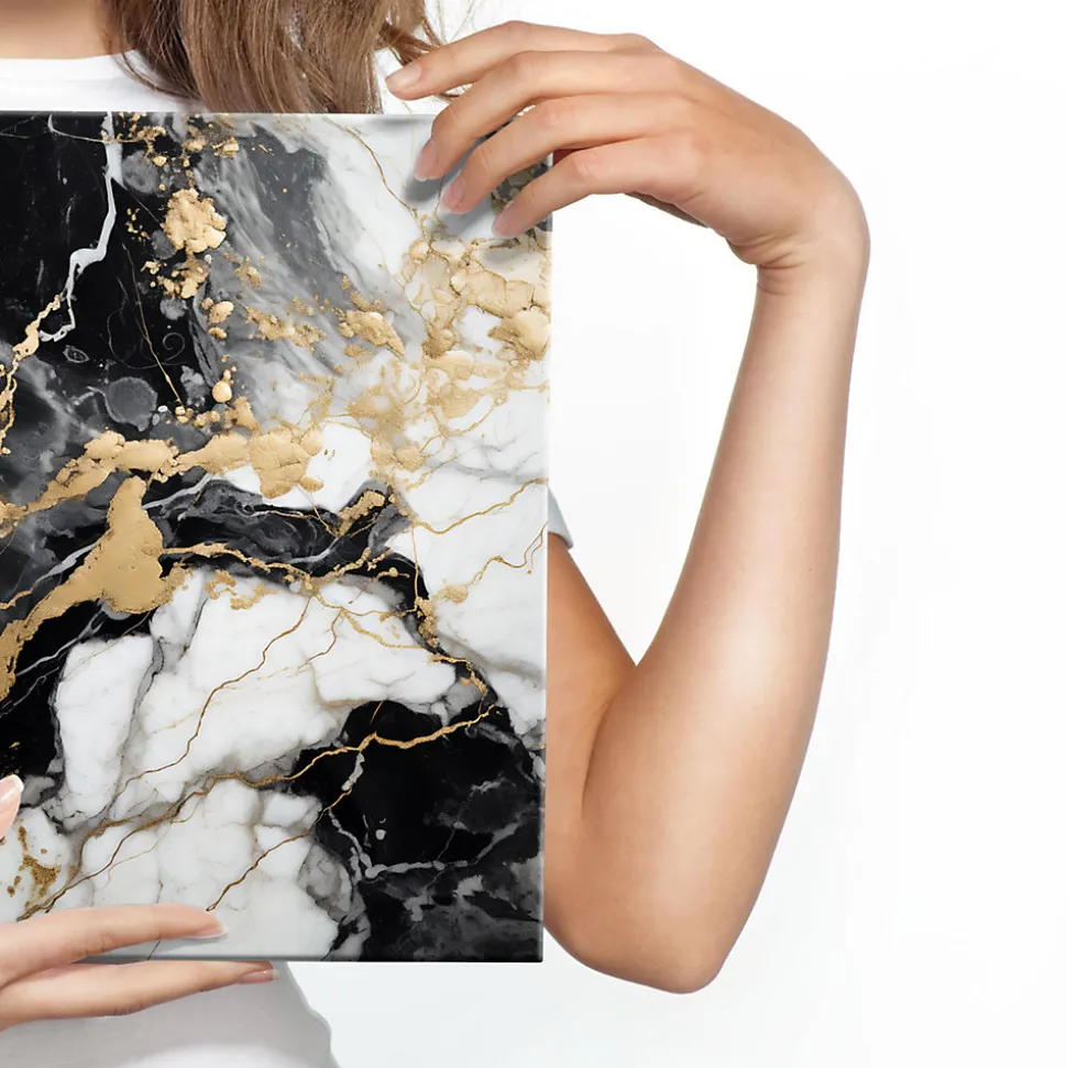Tableau Abstraction De Marbre Glamour 90cm x 90cm - Parfait pour décorer votre salon, chambre ou bureau avec un design unique et