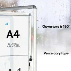 Tableau affichage mural intérieur Vitrine 94 x 98 cm 12 x A4 Avec 24 aimants