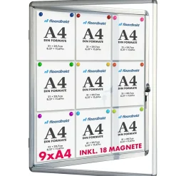 Tableau affichage mural intérieur Vitrine 70 x 97 cm 9 x A4 Avec 18 aimants - Floordirekt