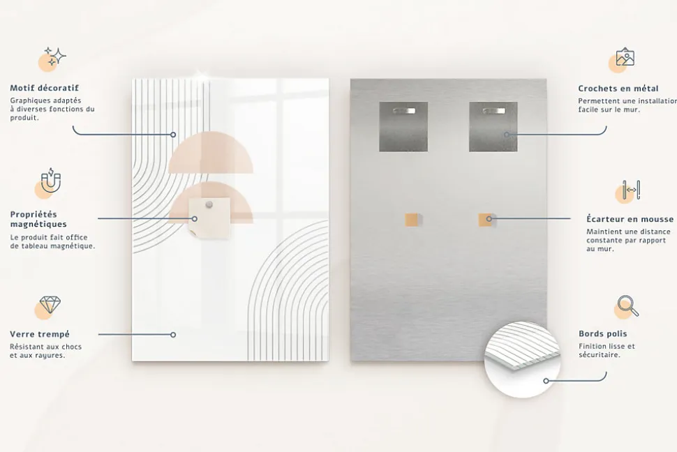 Tableau Aimanté Tulup 60x90 cm Cascade avec rochers En Verre Pour Cuisine