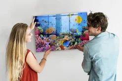 Tableau Aimanté Tulup 90x60 cm La vie sous-marine En Verre Pour Cuisine