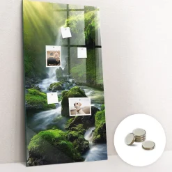 Tableau Aimanté Tulup 60x120 cm Cascade avec rochers En Verre Pour Cuisine