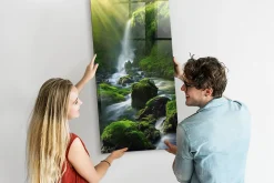 Tableau Aimanté Tulup 60x120 cm Cascade avec rochers En Verre Pour Cuisine