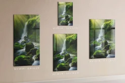 Tableau Aimanté Tulup 60x120 cm Cascade avec rochers En Verre Pour Cuisine