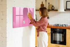 Tableau Aimanté Tulup 100x70 cm Couleur rose En Verre Pour Cuisine