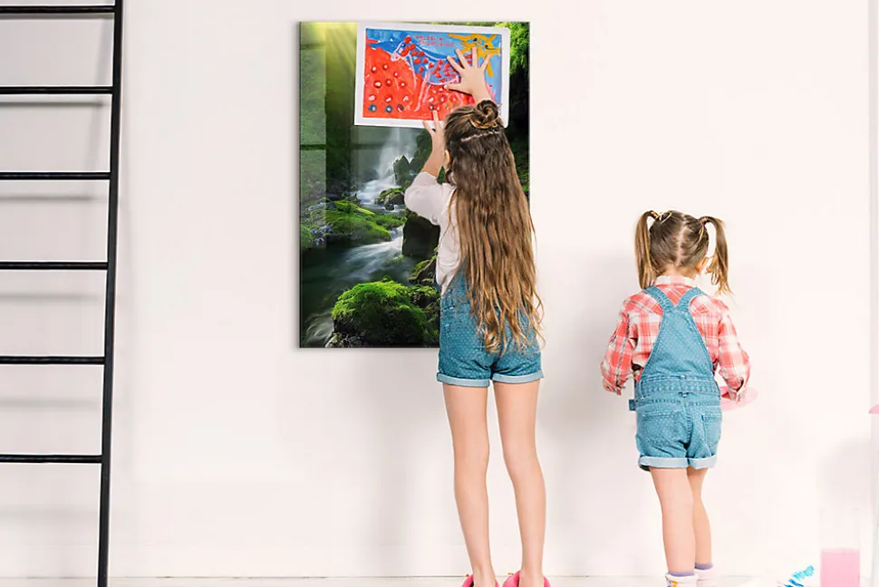 Tableau Aimanté Tulup 70x100 cm Cascade avec rochers En Verre Pour Cuisine
