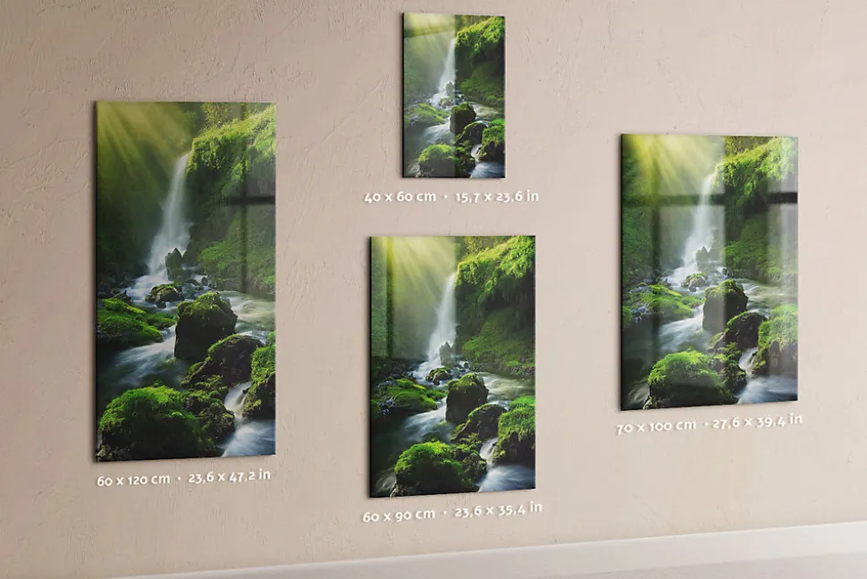 Tableau Aimanté Tulup 70x100 cm Cascade avec rochers En Verre Pour Cuisine