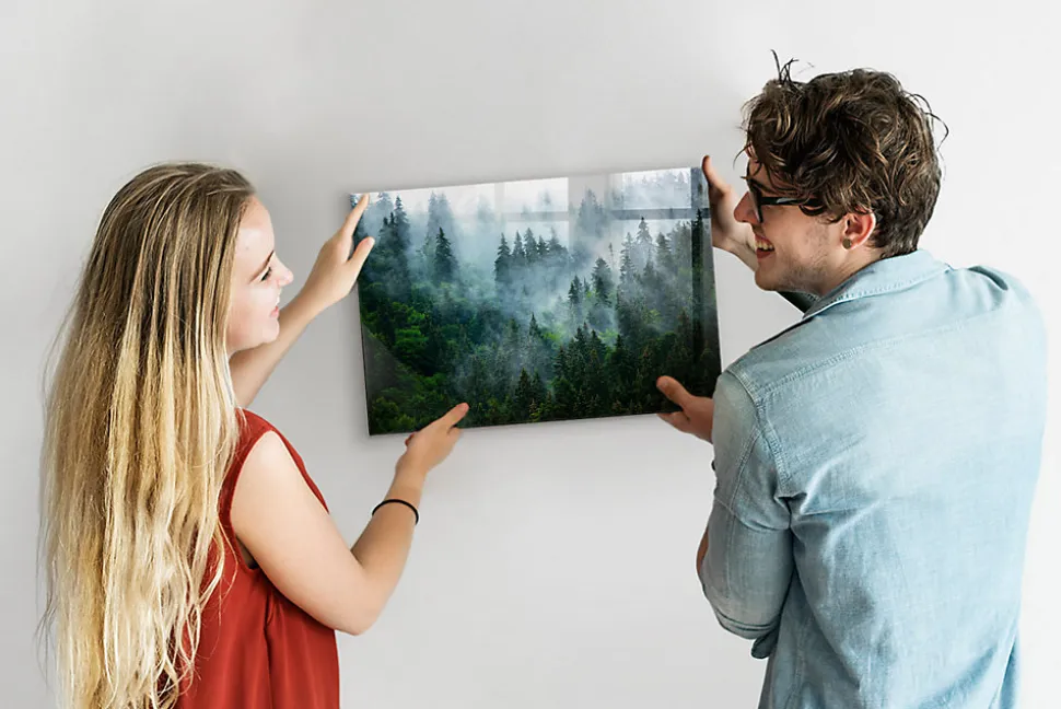 Tableau Aimanté Tulup 60x40 cm Forêt brumeuse En Verre Pour Cuisine