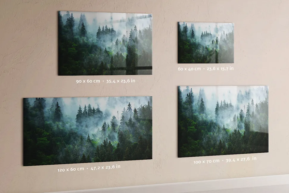 Tableau Aimanté Tulup 60x40 cm Forêt brumeuse En Verre Pour Cuisine