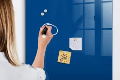 Tableau Aimanté Wallfluent 70x100 cm Couleur bleue Marqueur blanc En Verre Pour Cuisine