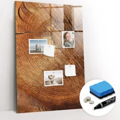 Tableau Aimanté Wallfluent 60x90 cm Coupe transversale du tronc Marqueur blanc En Verre Pour Cuisine