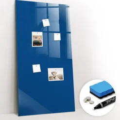 Tableau Aimanté Wallfluent 60x120 cm Couleur bleue Marqueur blanc En Verre Pour Cuisine