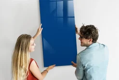 Tableau Aimanté Wallfluent 60x120 cm Couleur bleue Marqueur blanc En Verre Pour Cuisine