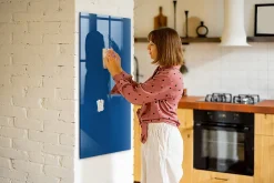 Tableau Aimanté Wallfluent 60x120 cm Couleur bleue Marqueur blanc En Verre Pour Cuisine