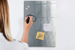 Tableau Aimanté Wallfluent 40x60 cm Vagues grises abstraites Marqueur noir En Verre Pour Cuisine