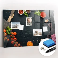 Tableau Aimanté Wallfluent 90x60 cm Accessoires de cuisine Marqueur blanc D'organisation Mural