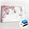 Tableau Aimanté Wallfluent 120x60 cm Fleurs de printemps Marqueur noir En Verre Pour Cuisine