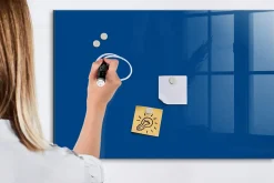 Tableau Aimanté Wallfluent 90x60 cm Couleur bleue Marqueur blanc En Verre Pour Cuisine