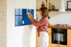 Tableau Aimanté Wallfluent 90x60 cm Couleur bleue Marqueur blanc En Verre Pour Cuisine