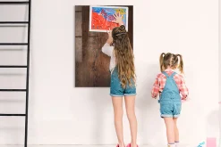Tableau Aimanté Wallfluent 70x100 cm Bois foncé Marqueur blanc En Verre Pour Cuisine