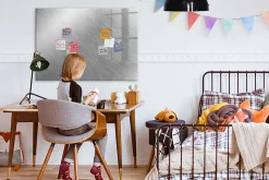 Tableau Aimanté Wallfluent 100x70 cm Mur en métal Marqueur noir En Verre Pour Cuisine